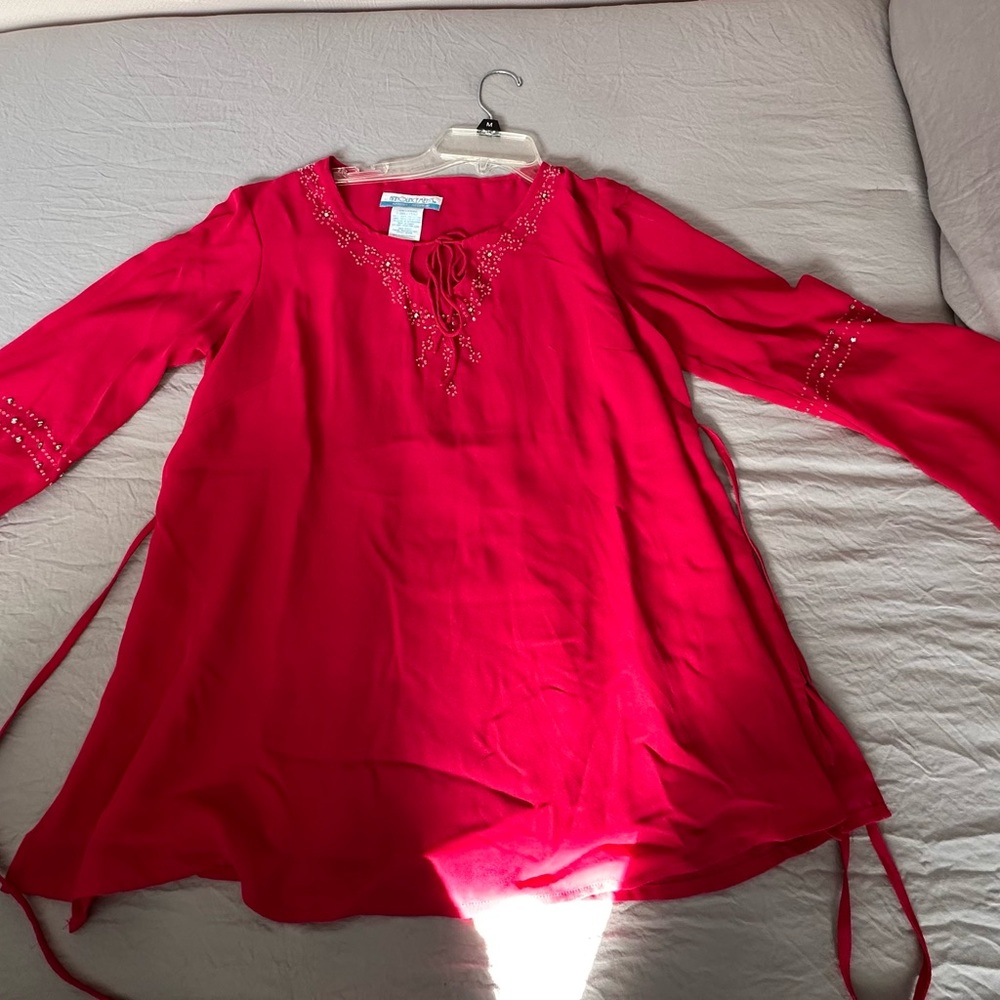 Embroidered Pink Relaxed Tunic